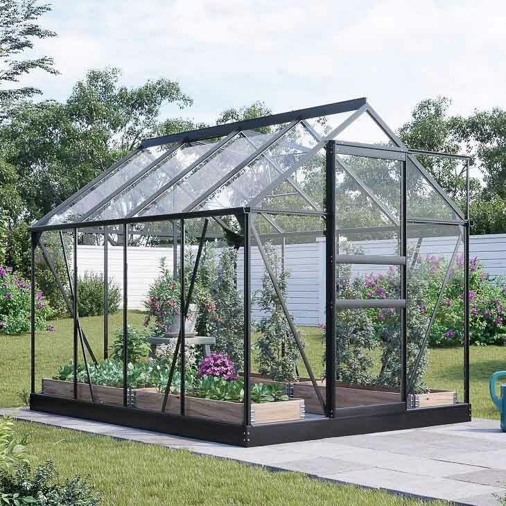 Lykke Växthus Glas 5m2, svart