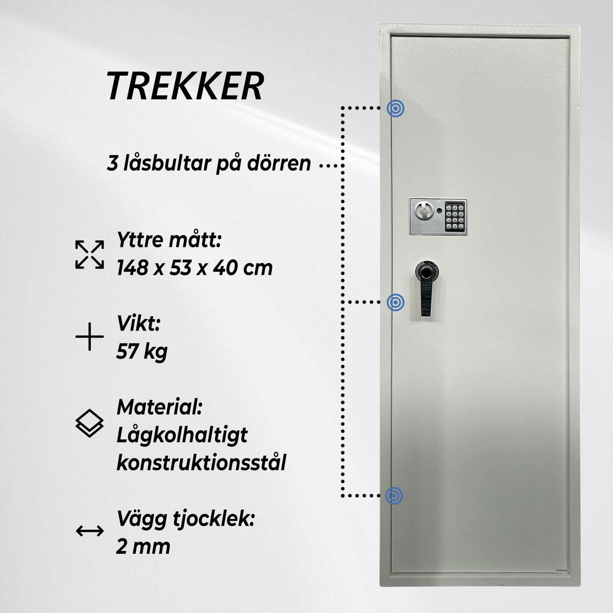 
              Trekker Vapenskåp 10 Set AS1000 V2, Med Digitalt Lås, Vit